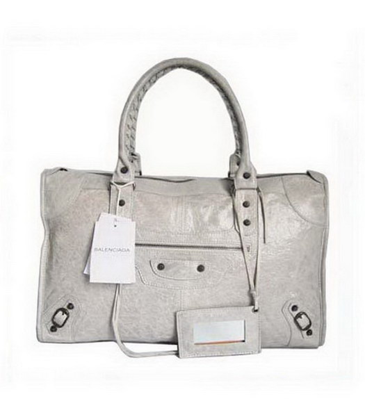 Balenciaga Le Dix motorcy Grande Handbag_Light Grigio agnello